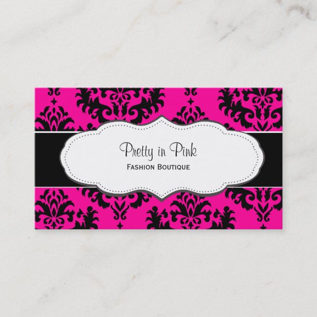 Cartes de visite Girly de damassé de roses indien (Devant)