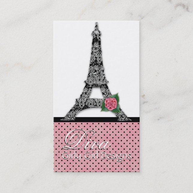 Cartes de visite Girly de diva de fille de Tour (Devant)