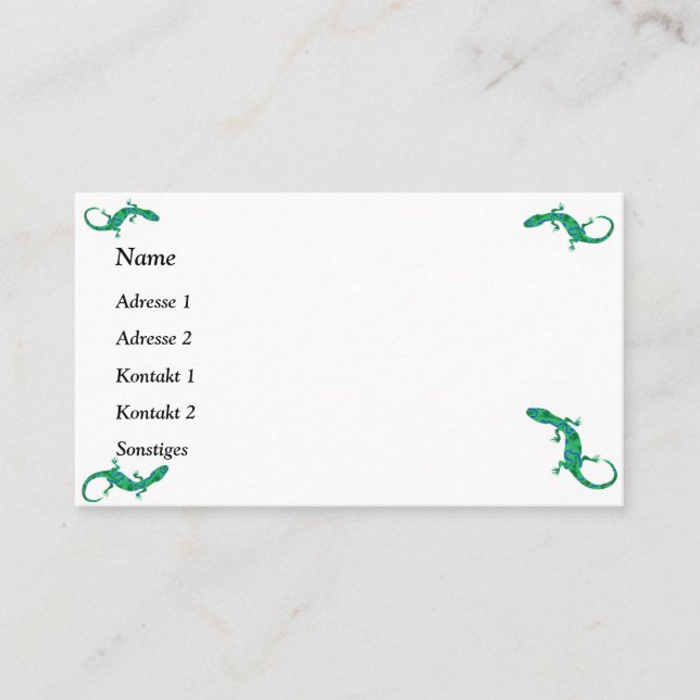 Cartes de visite Green Gecko (Devant)
