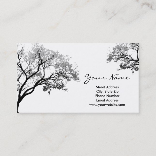 Cartes de visite gris d'arbres (Devant)