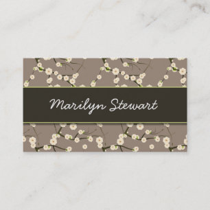 Cartes de visite gris de fleurs de cerisier