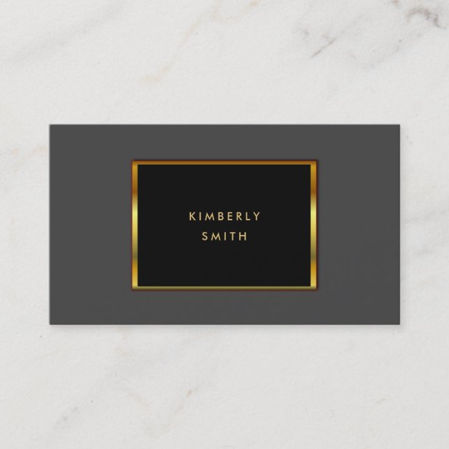 Cartes de visite gris noirs de motif d'or (Devant)