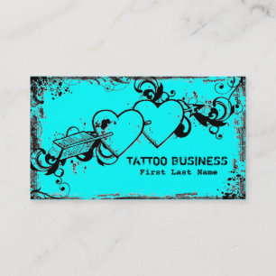 Cartes de visite grunges bleus turquoises de