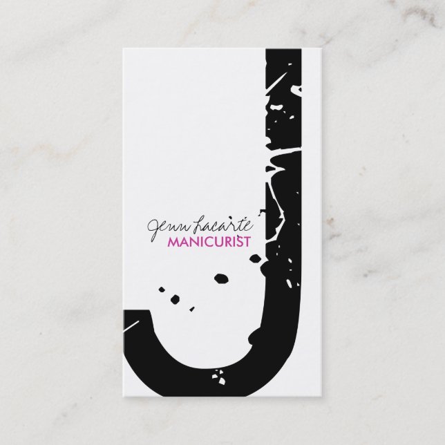 Cartes de visite grunges de manucure de monogramme (Devant)