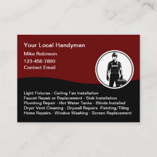 Cartes de visite Handyman Avec Liste De Services