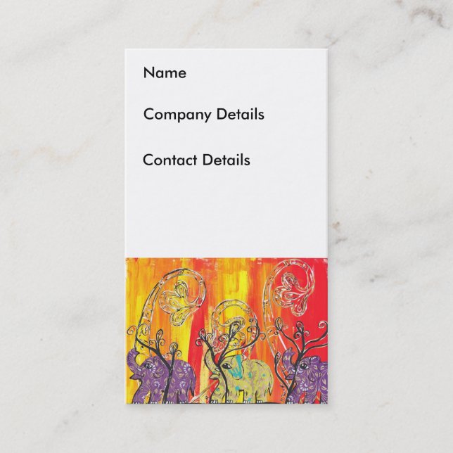 Cartes de visite heureux de défilé d'éléphant (Devant)