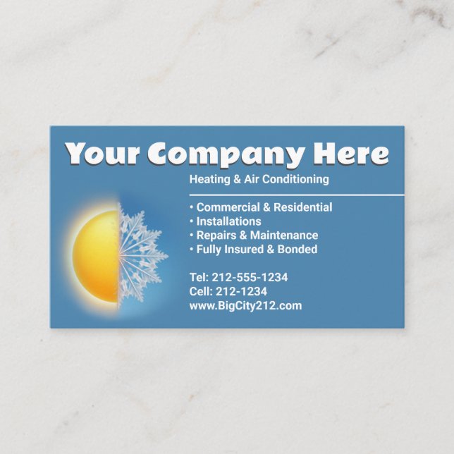 Cartes de visite HVAC PERSONNALISABLES (Devant)