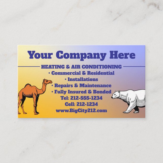 Cartes de visite HVAC PERSONNALISABLES (Devant)