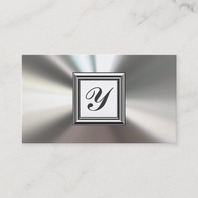 Cartes de visite initiaux en métal d'argent de (Devant)