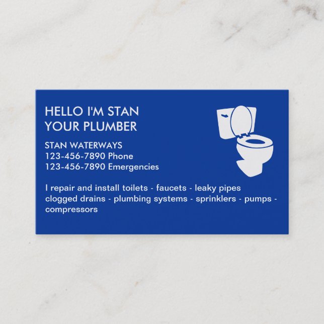 Cartes de visite intelligents simples de plombier (Devant)