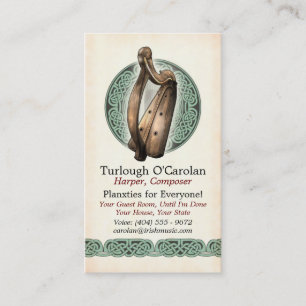 Cartes de visite irlandais d'harpe, style 1,
