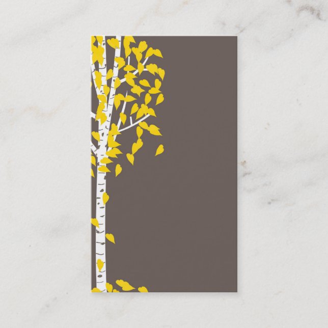 Cartes de visite jaunes gris d'arbre d'Aspen (Devant)