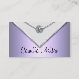 Cartes de visite lavande violettes perles blanches