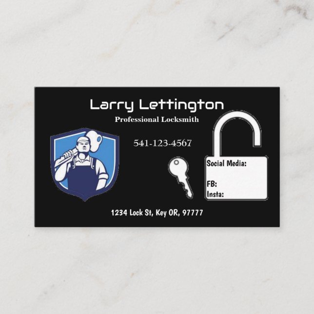 Cartes de visite Locksmith professionnels simples (Devant)