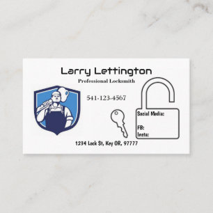 Cartes de visite Locksmith professionnels simples