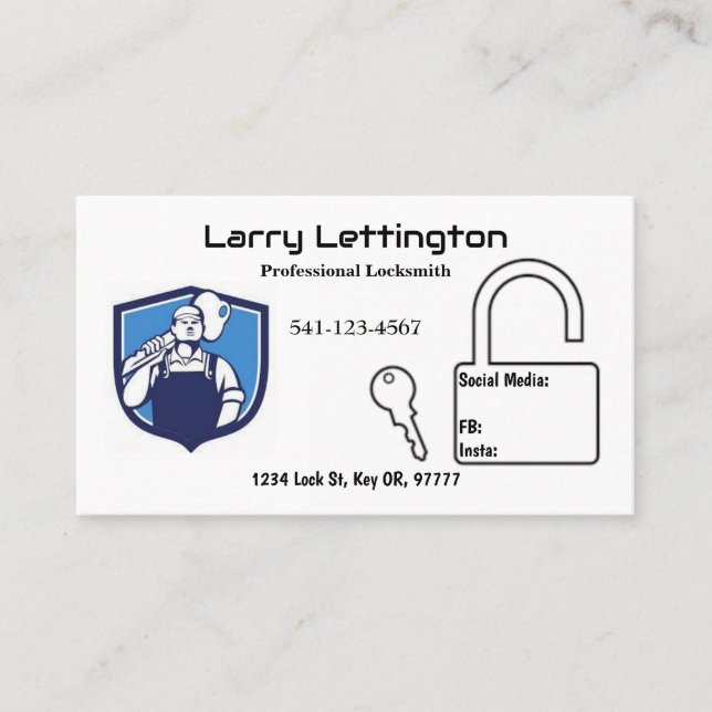 Cartes de visite Locksmith professionnels simples (Devant)