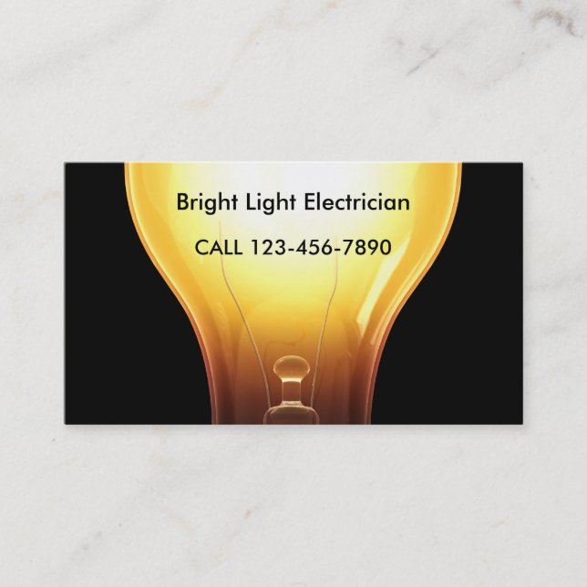 Cartes de visite lumineux d'électricien (Devant)