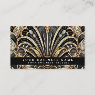 Cartes de visite Luxe Art Déco Noir Or Diamant
