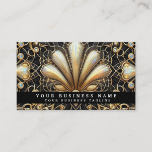 Cartes de visite Luxe Art Déco Noir Or Diamant