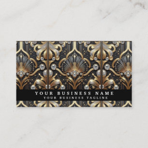 Cartes de visite Luxe Noir et Or Art Déco