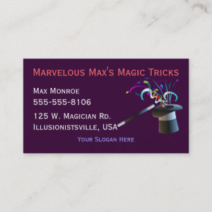 Cartes de visite magiques de casquette supérieur