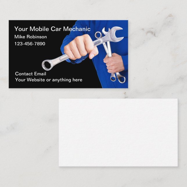 Cartes de visite mécaniciens automobiles (Devant / Derrière)