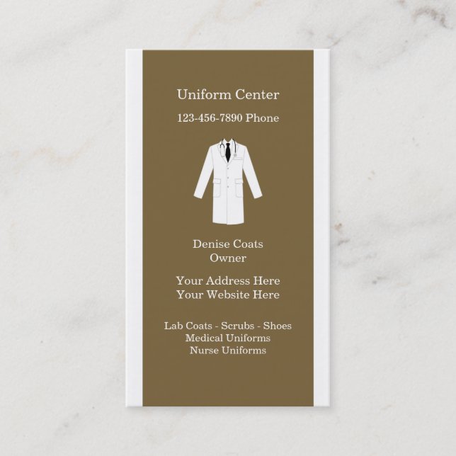 Cartes de visite Médicale d'uniformes (Devant)