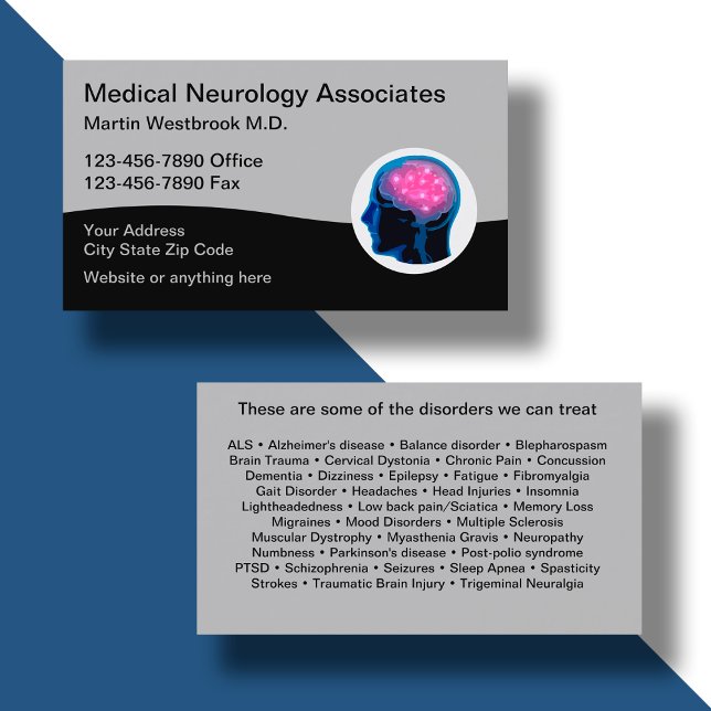 Cartes de visite Médicales De Neurologie Pour Un N (Créateur téléchargé)
