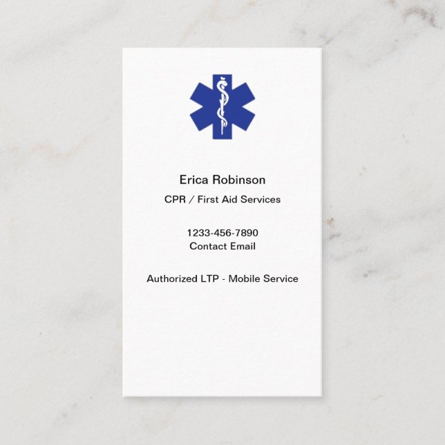 Cartes de visite Médicales de premiers soins du CP (Devant)
