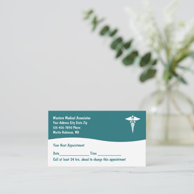 Cartes de visite Médicales de rendez-vous des pati (Debout devant)