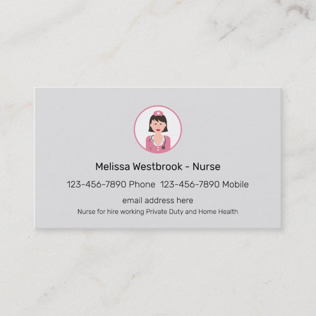 Cartes de visite Médicales des infirmières moderne (Devant)
