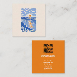 cartes de visite mer doodle rétro