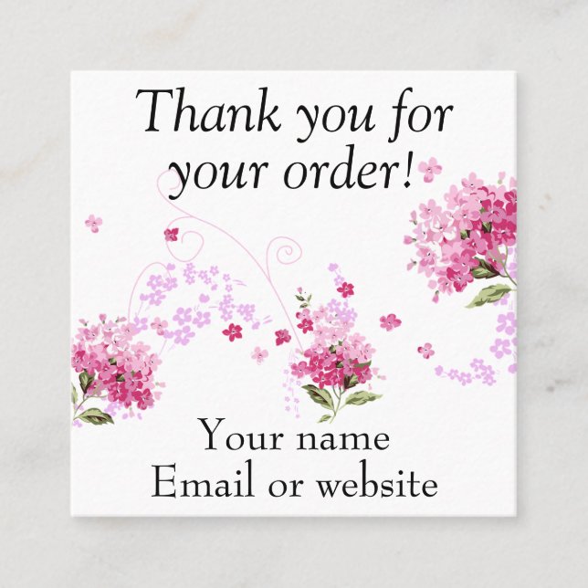 Cartes de visite merci pour votre commande (Devant)