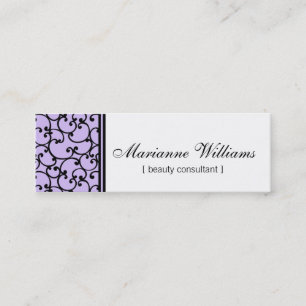 Cartes de visite micro de beauté lilas de damassé