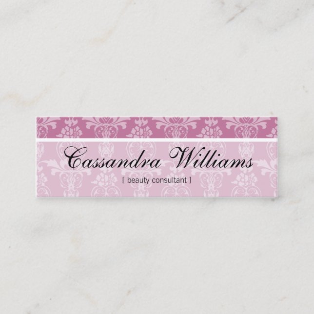Cartes de visite micro de beauté rose de damassé (Devant)