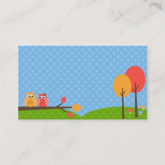 Cartes de visite mignons de hibou (Devant)