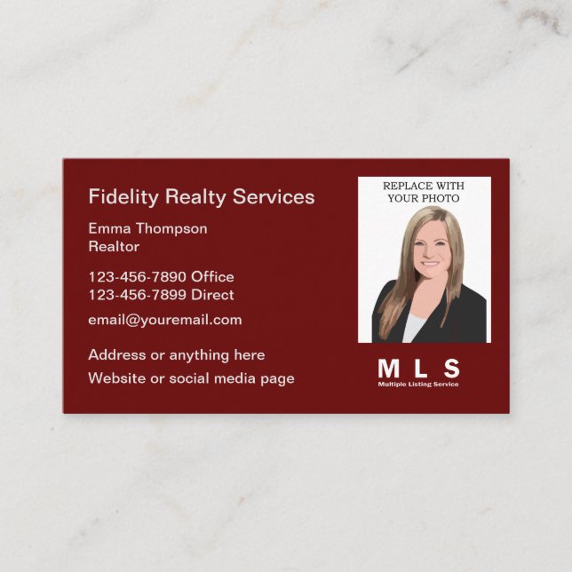 Cartes de visite Modèle photo MLS Realtor (Devant)