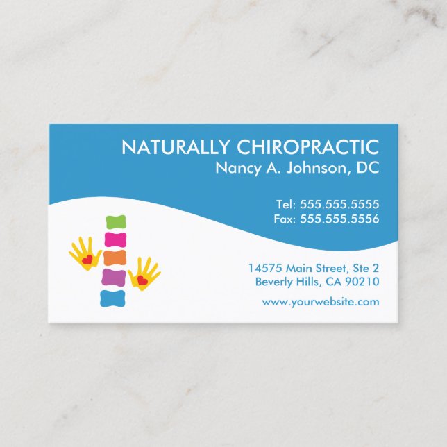 Cartes de visite modernes de chiropractie de (Devant)