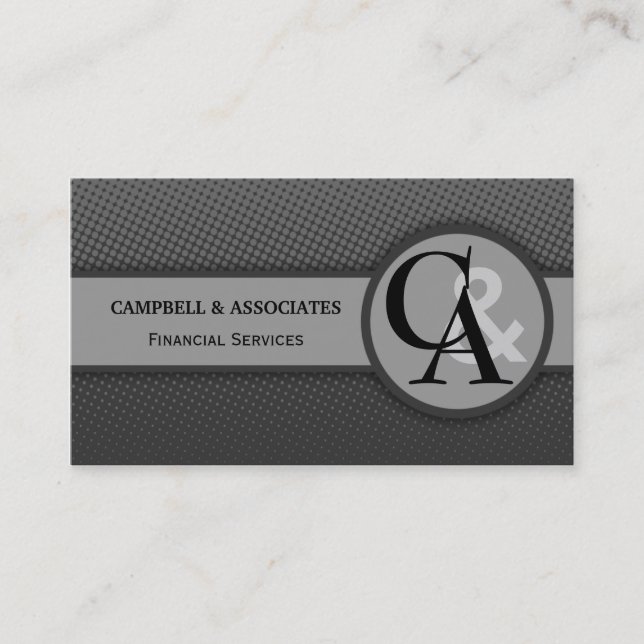 Cartes de visite modernes de gris de monogramme (Devant)