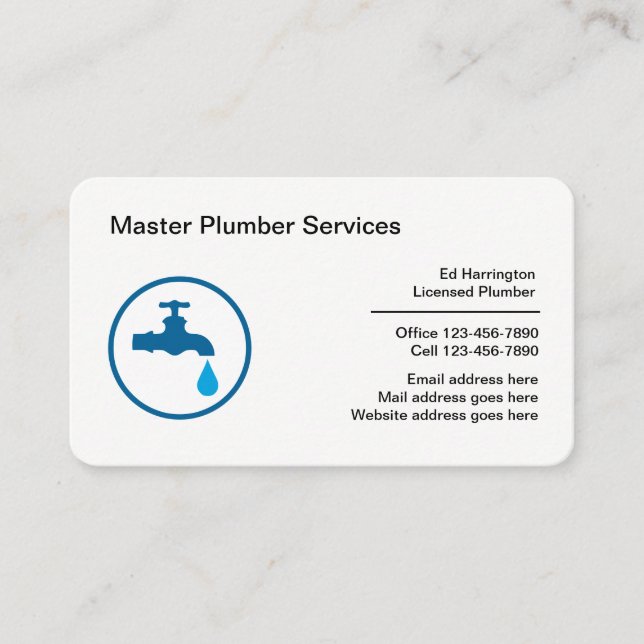 Cartes de visite modernes de plomberie sous licenc (Devant)