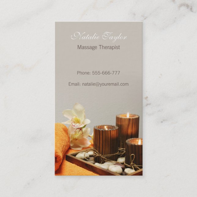 Cartes de visite modernes de thérapeute de spa et (Devant)