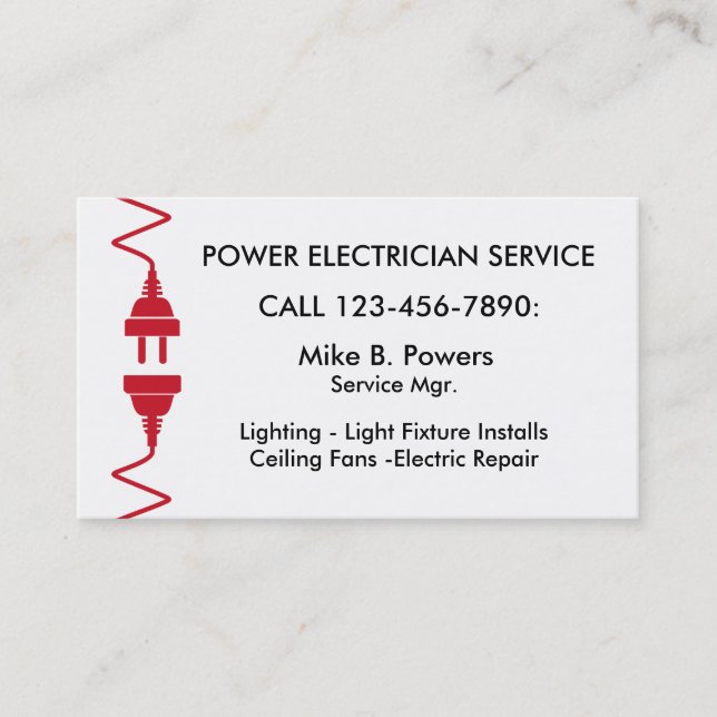 Cartes de visite modernes d'électricien (Devant)