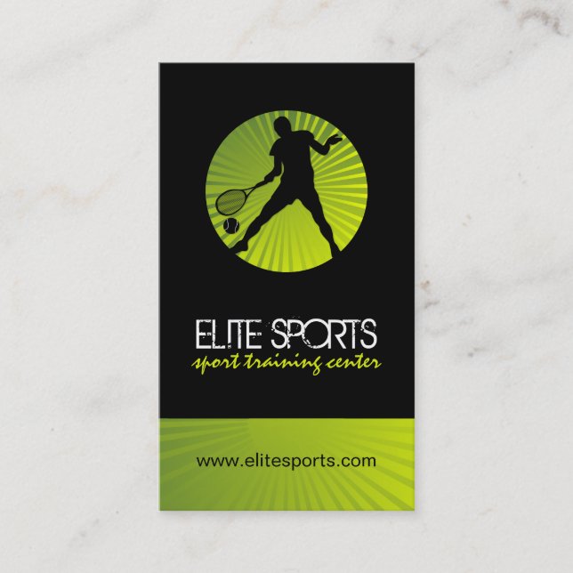 Cartes de visite modernes d'entraîneur de tennis (Devant)