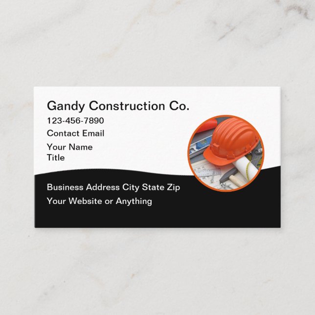 Cartes de visite modernes pour services de constru (Devant)