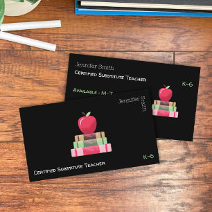 Cartes de visite modernes rouges pomme livres tute