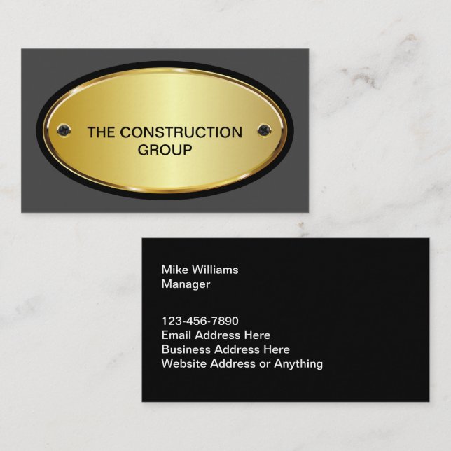 Cartes de visite modifiables Classy Construction (Devant / Derrière)