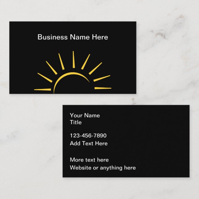 Cartes de visite modifiables du symbole Sun (Devant / Derrière)