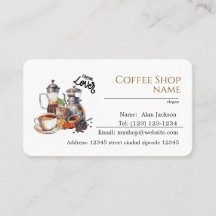cartes de visite modifiables pour salon de café