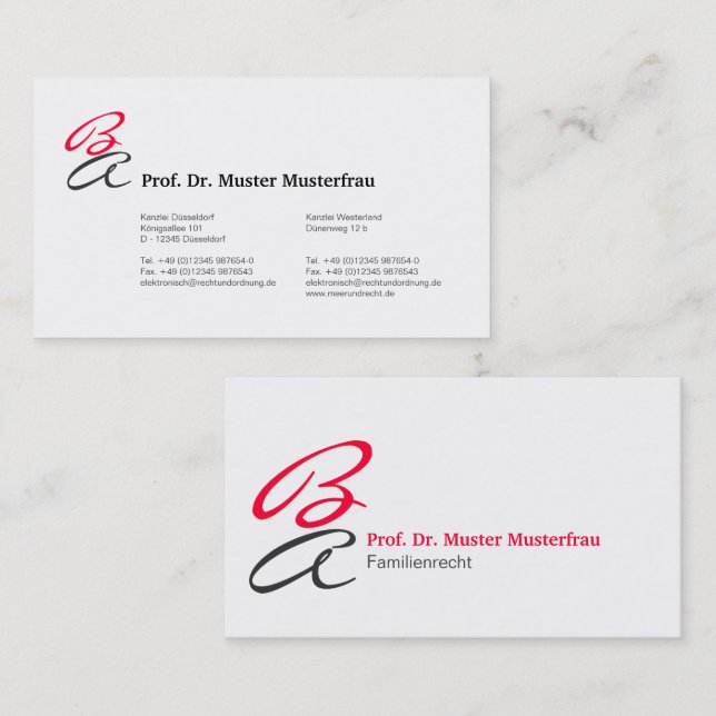 Cartes de visite monogramme (Devant / Derrière)