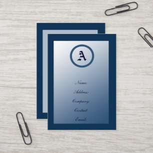 Cartes de visite Monogrammes bleus personnalisable